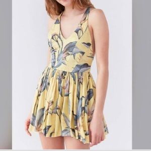 Kimchi Blue Akela Yellow printed Halter Playsuit